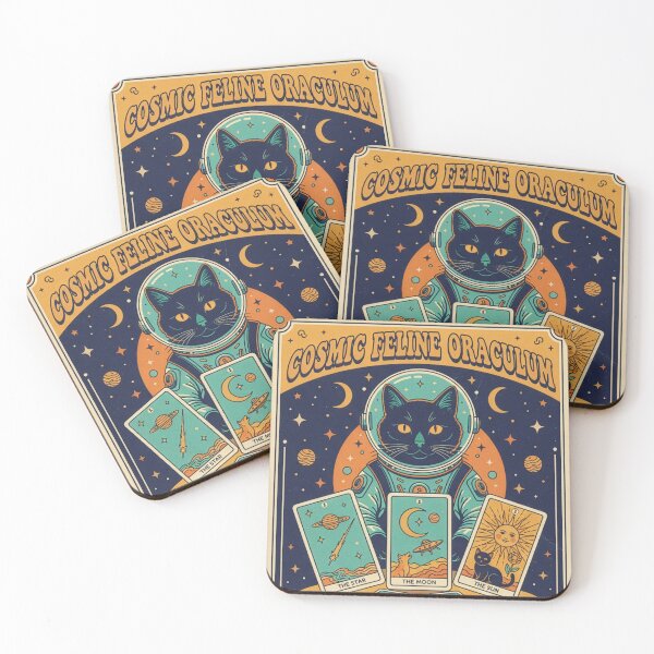 Item preview, Cosmic Feline Oraculum Tarot Retro Illustration Cat designed and sold by lulu-o-lulu.