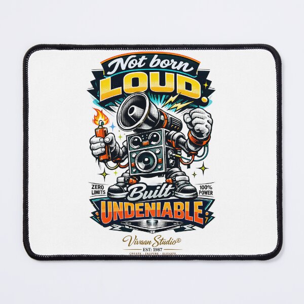Item preview, Built Undeniable Loud Boombox Robot Motivational Streetwear Graphic Art - Not Born Loud Retro Urban Techwear Illustration for Visionaries and Creators - Vivaan Studio Original designed and sold by Vivaan Studio.