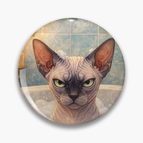 Item preview, Grumpy Sphinx Cat in Bath with Rubber Ducks Funny Cat Illustration designed and sold by lulu-o-lulu.