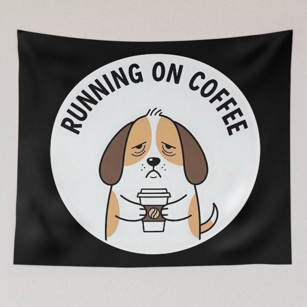 Item preview, Running on coffe dog – Relatable Burnout Sticker designed and sold by sillyweas.