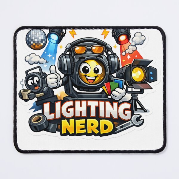 Item preview, Lighting Nerd DJ Mascot – Funny Stage Lighting Technician Cartoon Sticker designed and sold by Studio Ovation.