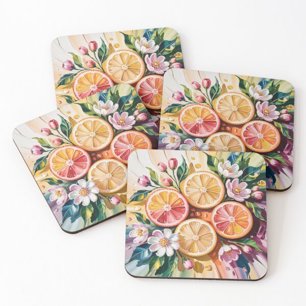 Item preview, Orange slices against a background of flowers,oil paint. designed and sold by elegantpaterns.