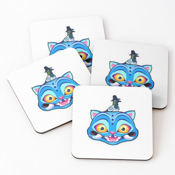 Item preview, Creepy Cute Blue Cat – Weird Cartoon Sticker designed and sold by Finestrokes.art.