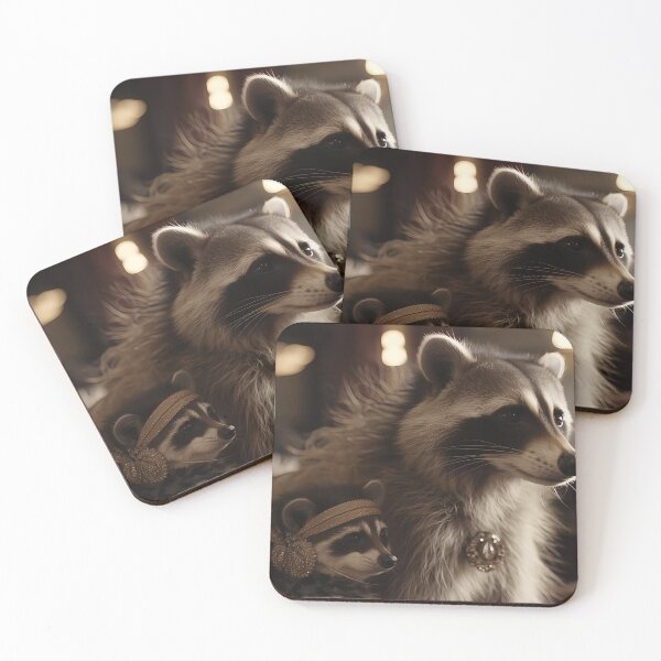 Item preview, Gatsby Raccoon Family Vintage Luxury Portrait designed and sold by naughty-raccoon.