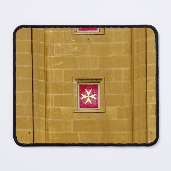 Item preview, Golden Wall Architectural Detail With Repeated Red Maltese Cross Emblems In Squares designed and sold by Nmallia.