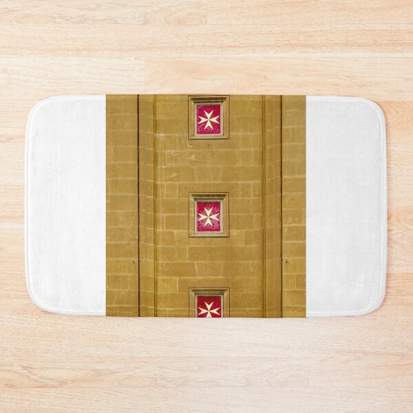 Item preview, Golden Wall Architectural Detail With Repeated Red Maltese Cross Emblems In Squares designed and sold by Nmallia.