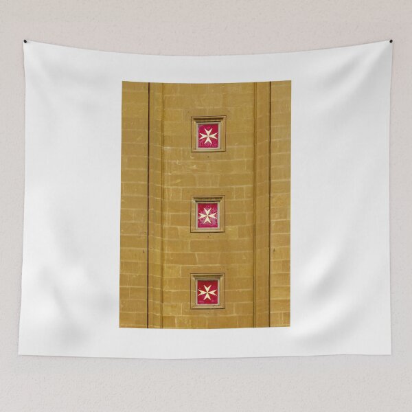 Item preview, Golden Wall Architectural Detail With Repeated Red Maltese Cross Emblems In Squares designed and sold by Nmallia.