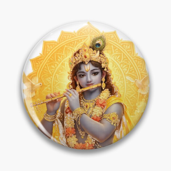 Item preview, Golden Lord Krishna Flute Lotus designed and sold by SolarBloom.