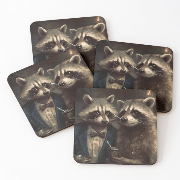 Item preview, Jazz Age Raccoons Night Out Vintage Oil Painting designed and sold by naughty-raccoon.