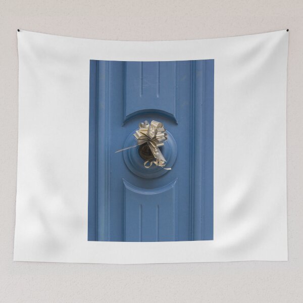 Item preview, Blue Door With Silver Gift Bow On Doorknob, Festive Home Decor For Holidays designed and sold by Nmallia.