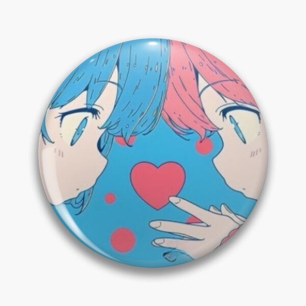 Item preview, “Neon Stare‑Off in the Love‑Lag Dimension: Two Girls, One Glitching Heartbeat” designed and sold by Print Fiction.