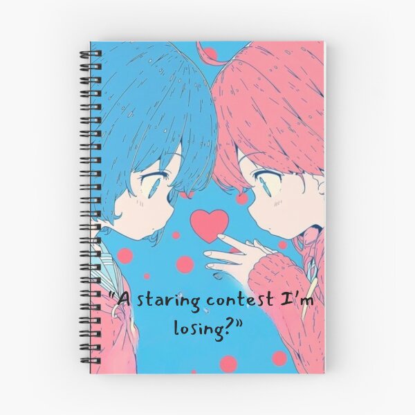 Item preview, “Neon Stare‑Off in the Love‑Lag Dimension: Two Girls, One Glitching Heartbeat” designed and sold by Print Fiction.