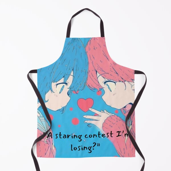 Item preview, “Neon Stare‑Off in the Love‑Lag Dimension: Two Girls, One Glitching Heartbeat” designed and sold by Print Fiction.