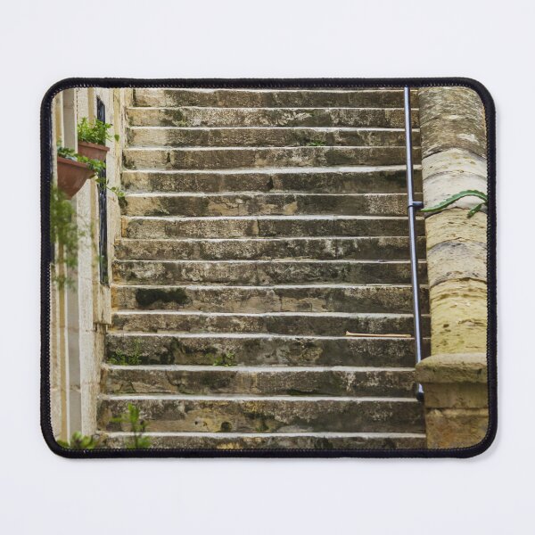 Item preview, Mossy Stone Staircase Along a Weathered Wall in an Old Town Setting designed and sold by Nmallia.