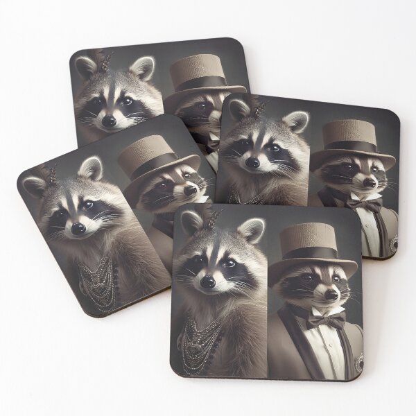 Item preview, Art Deco Raccoon Couple Vintage Flapper & Gentleman Noir designed and sold by naughty-raccoon.