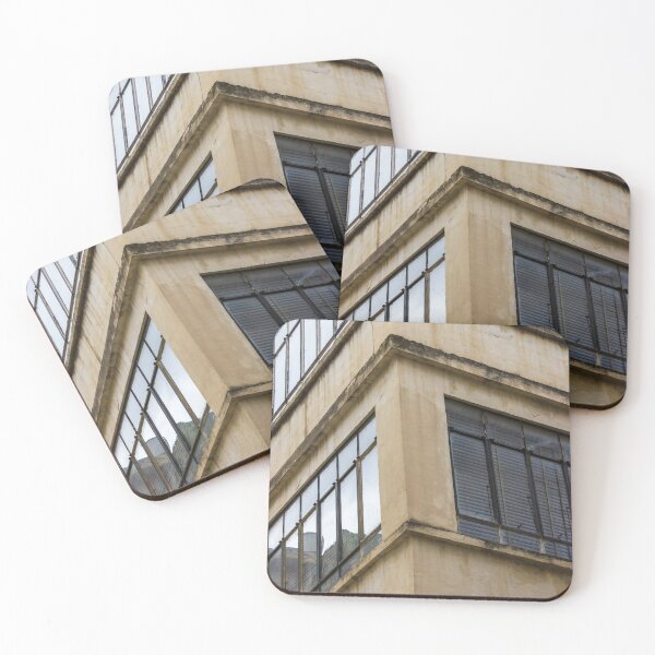 Item preview, Urban Corner Building With Glass Windows And Weathered Concrete Facade, Architectural Detail designed and sold by Nmallia.