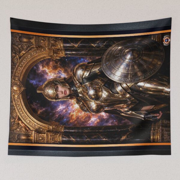 Item preview, Valeria Romani Guarding The Aurelia Arcus Cosmic Gateway Striking AI Concept Art by Xzendor7 designed and sold by Xzendor7 Digital Art Creations.