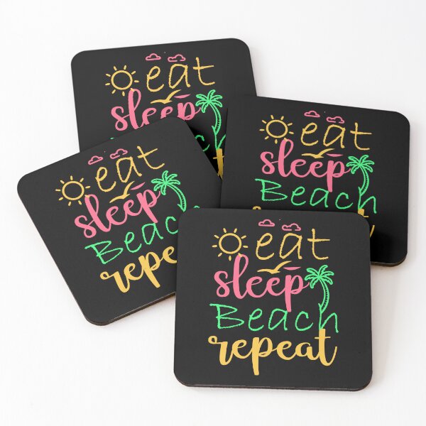 Item preview, Eat Sleep Beach Repeat Tropical Palm Design designed and sold by GetGoodFit.