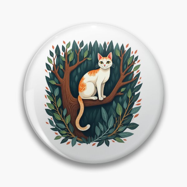 Item preview, Whimsical Orange and White Cat in Enchanted Forest Tree designed and sold by Posiheal26.