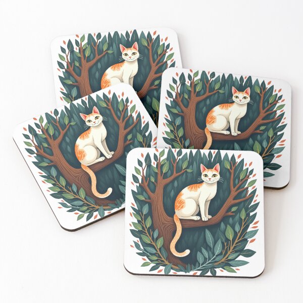 Item preview, Whimsical Orange and White Cat in Enchanted Forest Tree designed and sold by Posiheal26.