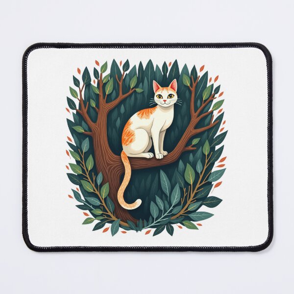 Item preview, Whimsical Orange and White Cat in Enchanted Forest Tree designed and sold by Posiheal26.