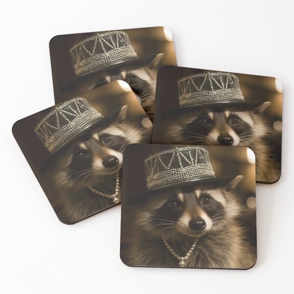 Item preview, Luxury Raccoon Lady in Sparkling Rhinestone Hat Art designed and sold by naughty-raccoon.