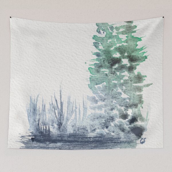 Item preview, Marshy Shore with Pines designed and sold by The Elderberry Blossom.