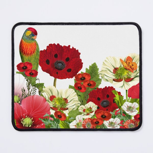 Item preview, Poppy Garden with Lorikeet Parrot designed and sold by SalonOfArt.
