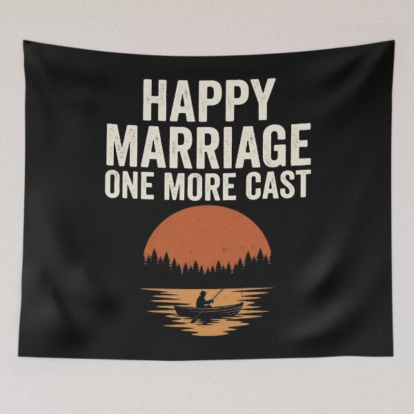 Item preview, Happy Marriage One More Cast Retro Sunset Fishing  designed and sold by Emmatshirt1.