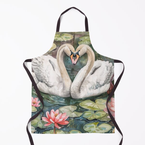 Item preview, Vintage Watercolor Swans in Love with Pink Water Lilies Illustration designed and sold by RaisingRosesArt.
