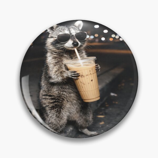 Item preview, Funny Raccoon Drinking iced Coffee designed and sold by TynesDesign.