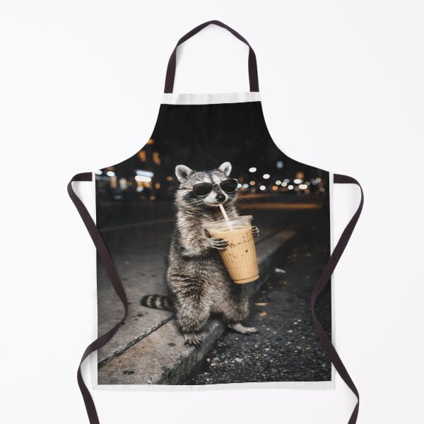 Item preview, Funny Raccoon Drinking iced Coffee designed and sold by TynesDesign.
