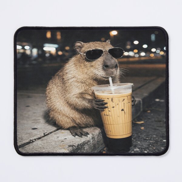 Item preview, Funny Capybara Drinking iced Coffee  designed and sold by TynesDesign.