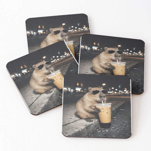 Item preview, Funny Capybara Drinking iced Coffee  designed and sold by TynesDesign.