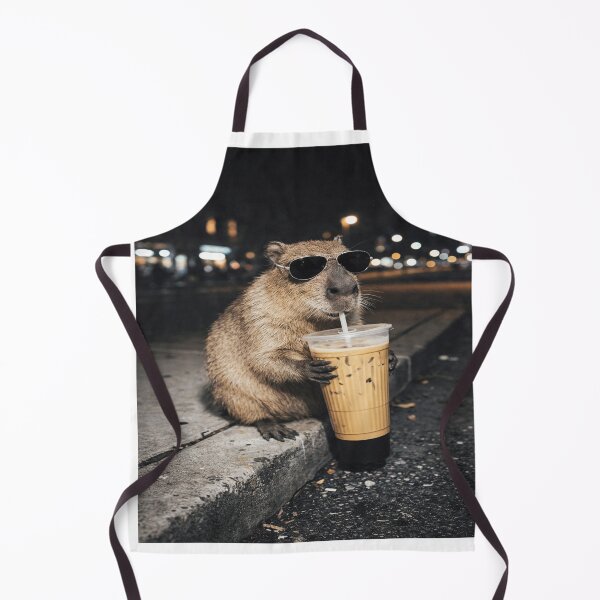 Item preview, Funny Capybara Drinking iced Coffee designed and sold by TynesDesign.