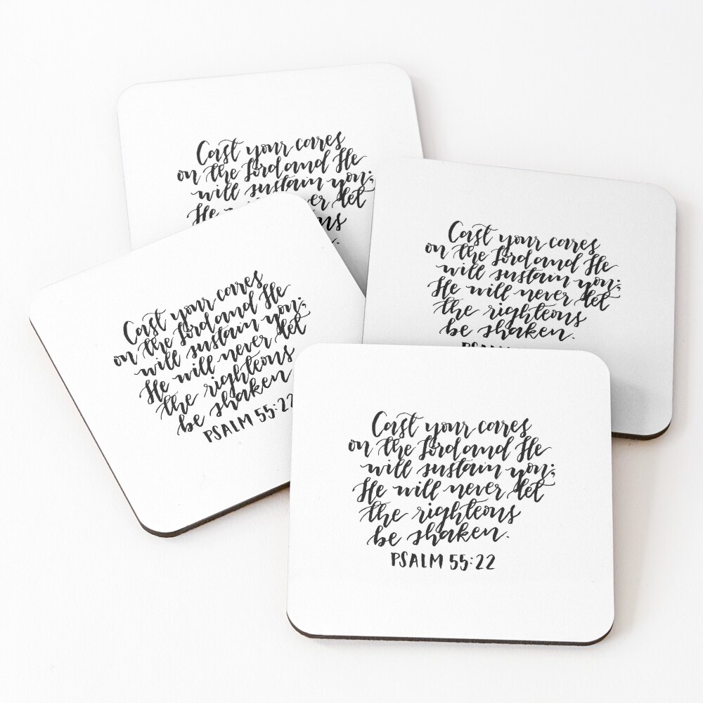 10 Scripture Blank Note Cards and Brown Kraft Envelopes . Psalms 55:12 Cast  Your Cares Upon the Lord and He Will Sustain You. 