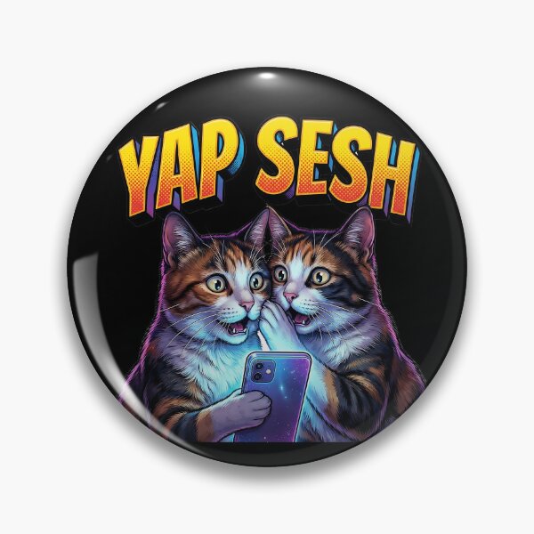 Item preview, Yap Sesh Funny Cats Gossiping On Phone Meme designed and sold by DigitalAnnaBanana.
