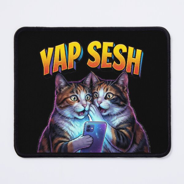 Item preview, Yap Sesh Funny Cats Gossiping On Phone Meme designed and sold by DigitalAnnaBanana.