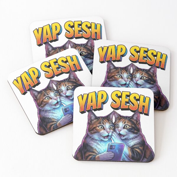 Item preview, Yap Sesh Funny Cats Gossiping On Phone Meme designed and sold by DigitalAnnaBanana.