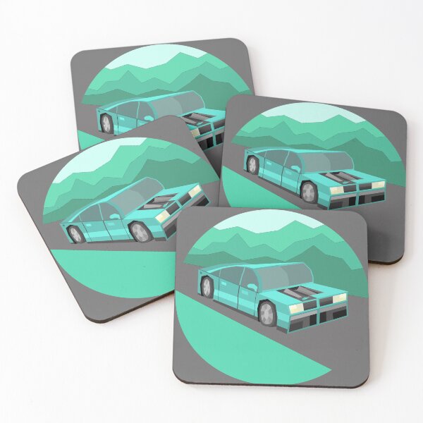 Item preview, Fantastic Cyan Sports Coupe Driving a Green Mountainous Road designed and sold by Ekeeca.