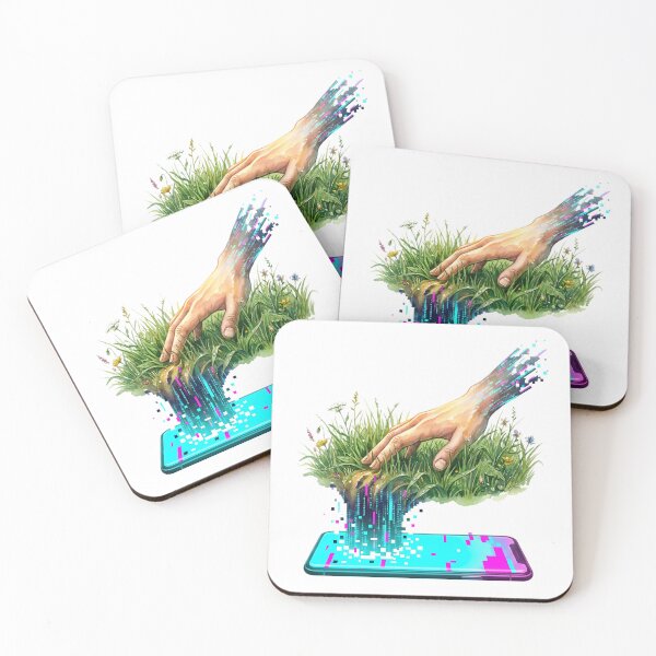Item preview, Touch Grass Digital Detox Glitch Nature Aesthetic designed and sold by DigitalAnnaBanana.