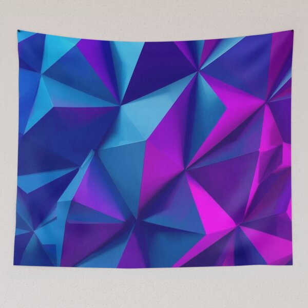 Item preview, Electric Blue and Magenta 3D Low Poly Abstract Design designed and sold by HuzzyPrints.