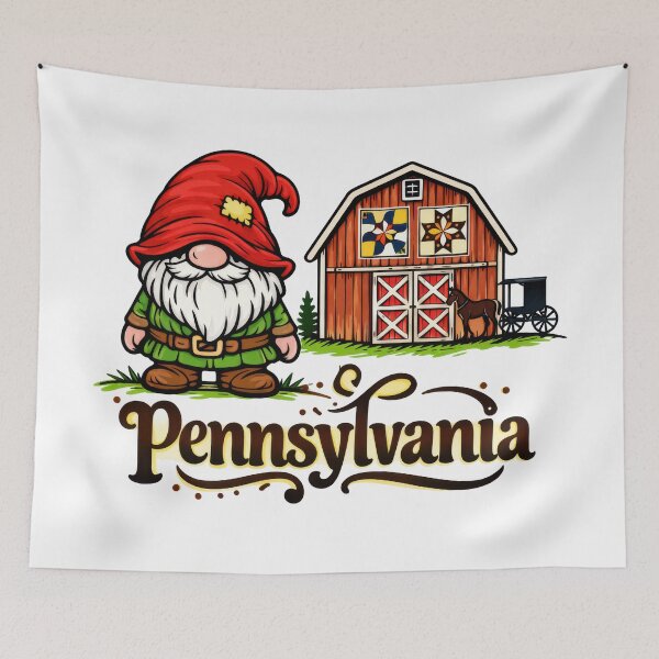 Item preview, Pennsylvania Gnome with Dutch Barn and Quilt Art designed and sold by Moriarty's Digital Visions.