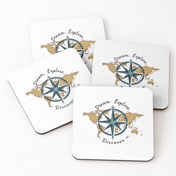 Item preview, Dream Explore Discover Compass World Map Illustration designed and sold by Posiheal26.