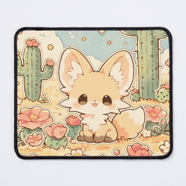 Item preview, Kawaii Fennec Fox in Desert Garden with Flowering Cacti and Starry Sky designed and sold by AshiraCreations.