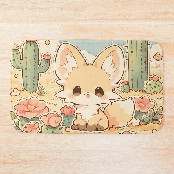 Item preview, Kawaii Fennec Fox in Desert Garden with Flowering Cacti and Starry Sky designed and sold by AshiraCreations.