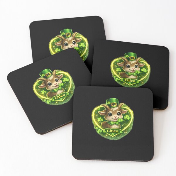 Item preview, Chico the Lucky Goat – St. Patrick’s Day Heart Badge designed and sold by MACodDesigns.