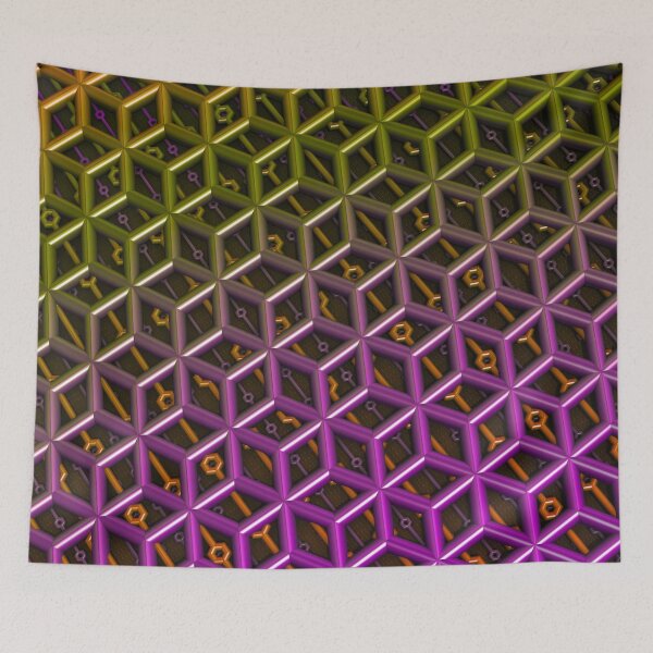 Item preview, Rainbow Industrial Lattice 3D Geometric Pattern designed and sold by HuzzyPrints.