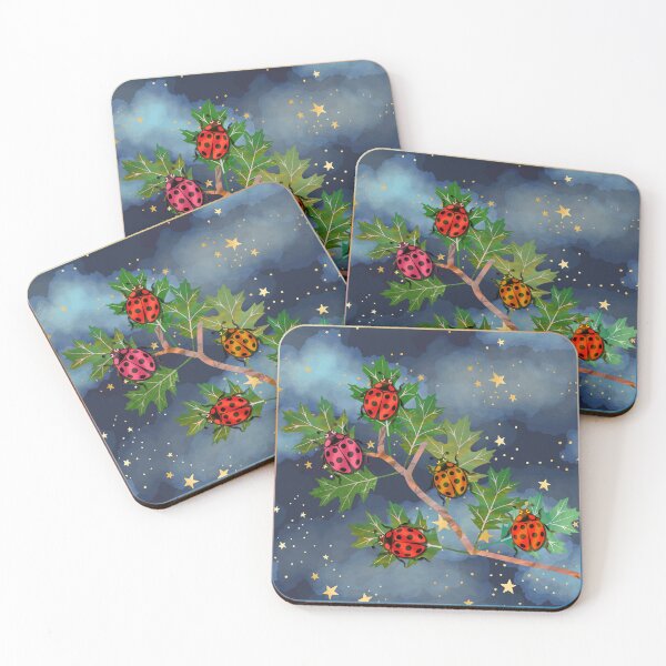 Item preview, Ladybugs Oak Branch Starry Night Sky rounded edge designed and sold by 3DDesignSpot.