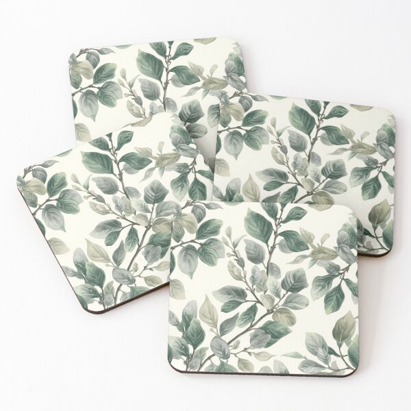 Item preview, Vintage Eucalyptus Leaves Watercolor Wallpaper Pattern designed and sold by HuzzyPrints.
